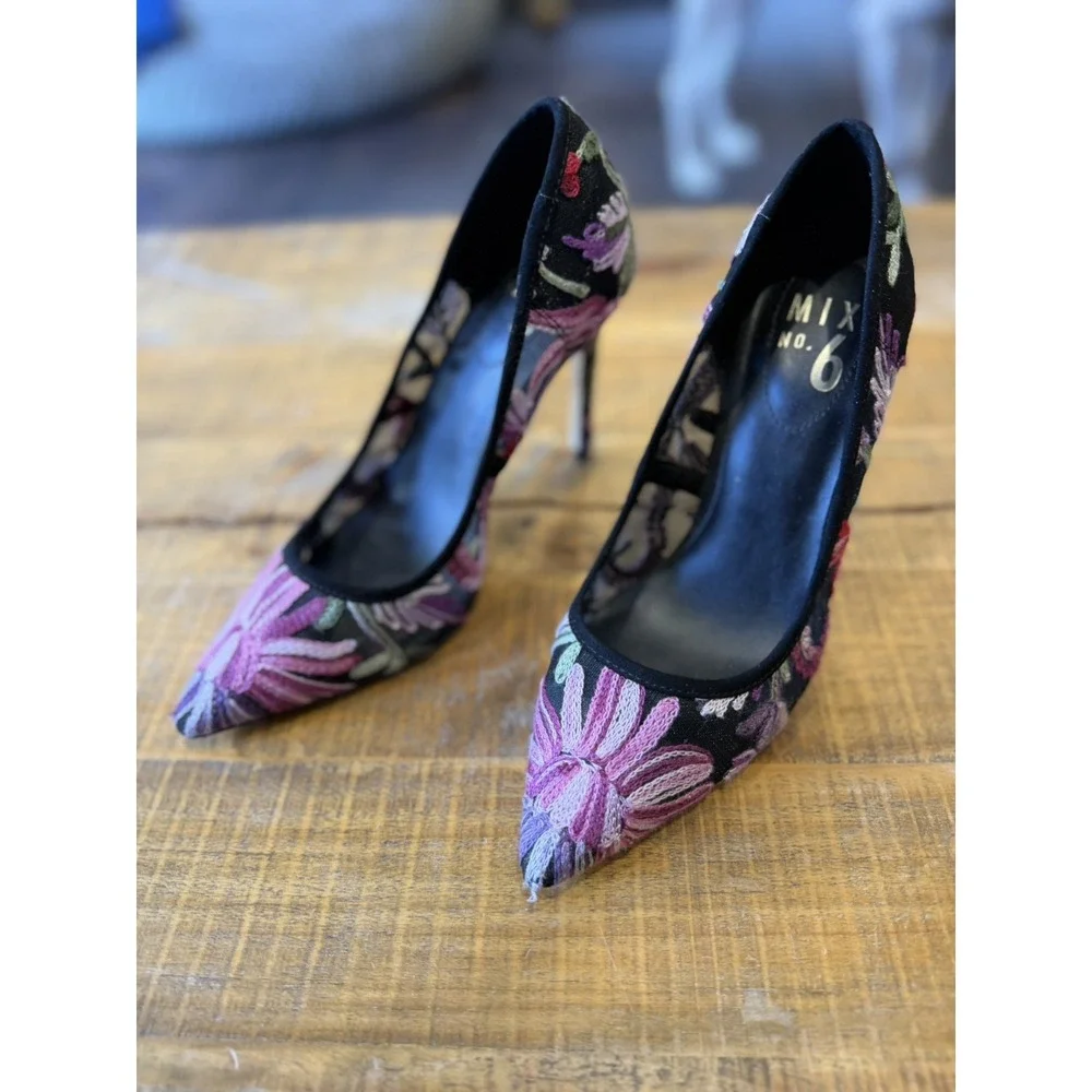 Mix No. 6 Dignity Floral‎ Mesh Fabric Embroidered Pumps Party Dressy Wedding 7